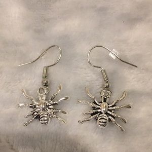 Spider Pierced Earrings Halloween Surgical Steel NWT 1.25”